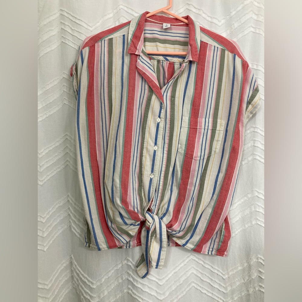 Old Navy Multicolor Striped Button Down Shirt